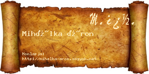 Mihálka Áron névjegykártya